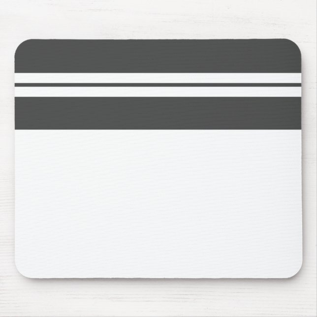 Bold Gray Top Edge Stripes Long White Background Mouse Pad (Front)