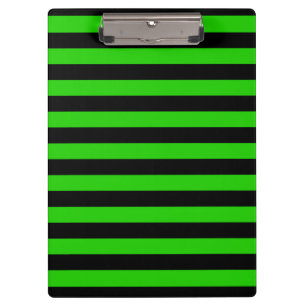 Bold Green and Black Stripes Pattern Clipboard