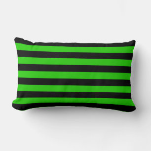 Bold Green and Black Stripes Pattern Lumbar Cushion
