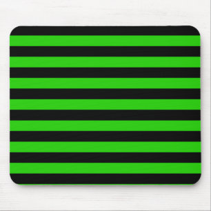 Bold Green and Black Stripes Pattern Mouse Pad