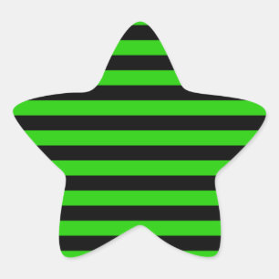 Bold Green and Black Stripes Pattern Star Sticker