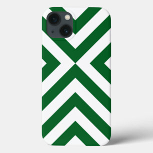 Bold Green and White Chevrons iPhone 13 Case