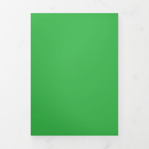 Bold Green Background Solid Grass Tone Design Tri-Fold Invitation