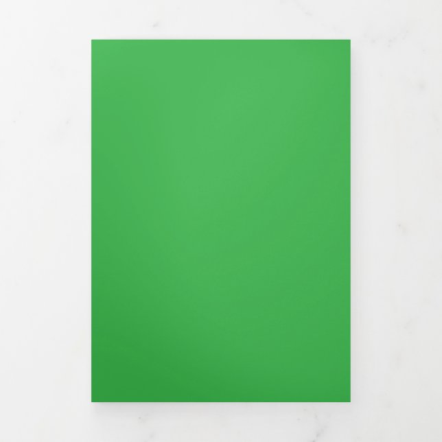 Bold Green Background | Solid Grass Tone Design Tri-Fold Invitation (Cover)