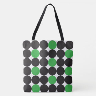 Bold Green Black Dots Geometric Pattern Tote Bag