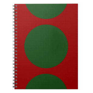 Bold Green Circles on Red Notebook