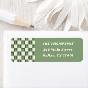 Bold Green Holiday Chequered Tree Return Address Label