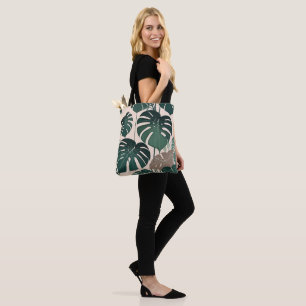 Bold Green Monstera Leaves Tropical Jungle Tote Bag