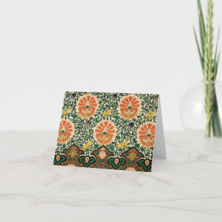Bold Green & Orange Floral Notecard