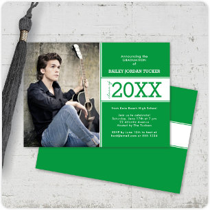 Bold Green Photo Graduation Announcement