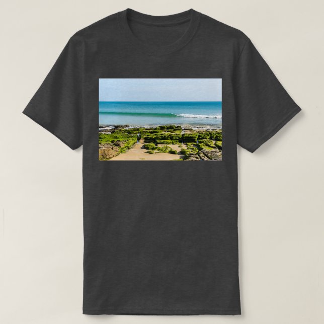 Bold Green Seaweed Low Tide at Praia da Luz Gold C T-Shirt (Design Front)