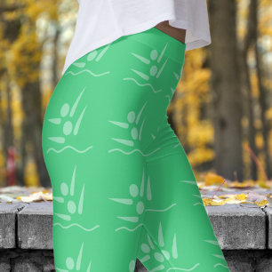 Bold Green Womens Synchronised Swimming Pattern Leggings