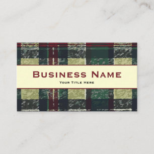 Bold Green, Yellow & Red Plaid Business Card