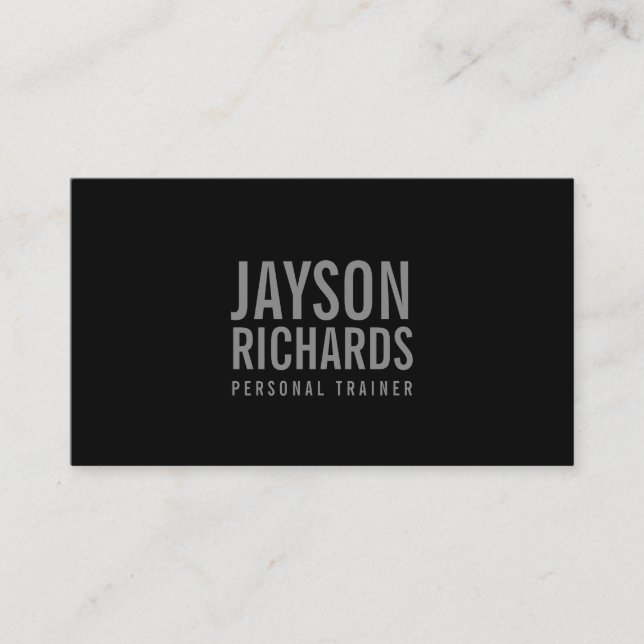 Bold Grey/Black Personal Trainer Business Card (Front)