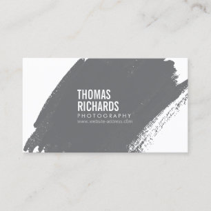 Bold Grey Grunge Brushstroke Business Card