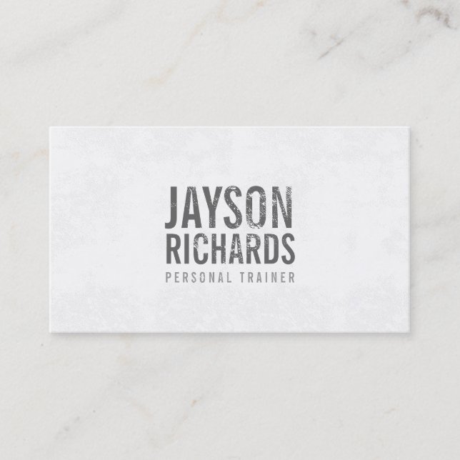 Bold Grey Grunge Stamped Text Business Card (Front)