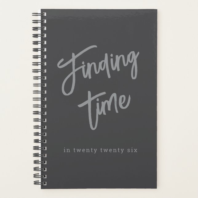 Bold Grey Script Typography Personalised Planner (Front)