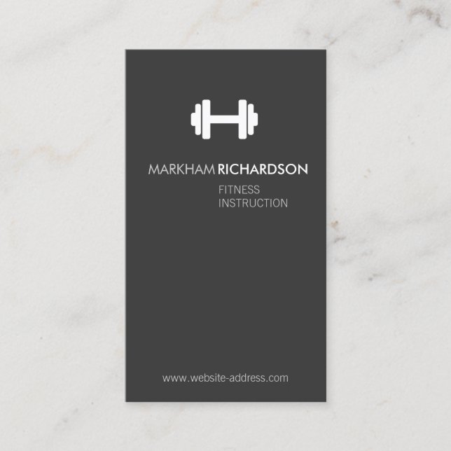 Bold Grey/White Personal Trainer Business Card (Front)