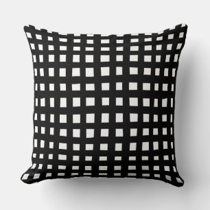 Bold Grid 091216 - Black on White Cushion