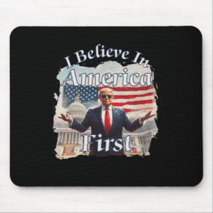 Bold Gritty Retro Political Slogan America First D Mouse Pad