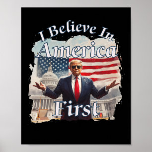 Bold Gritty Retro Political Slogan America First D Poster