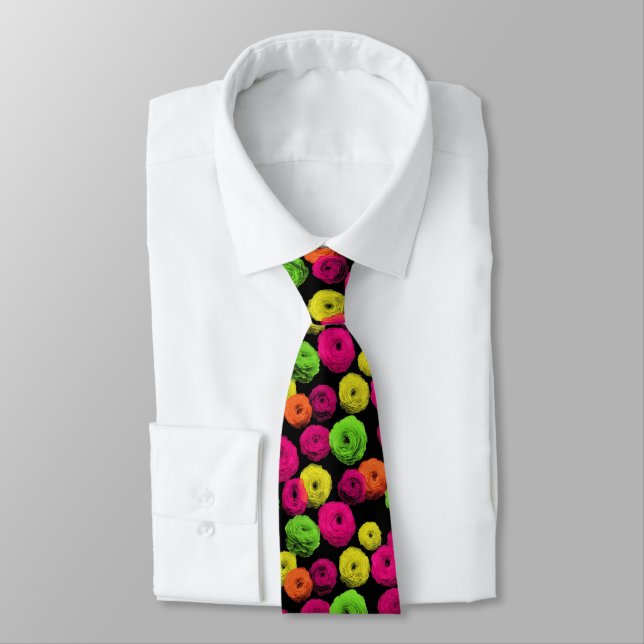 Bold Groomsman Gift Ranunculus Flower Tie (Tied)