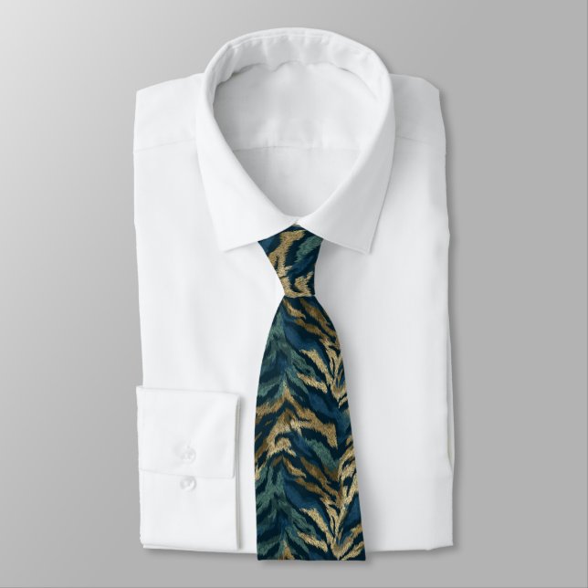 Bold Groomsmen Tiger Skin Tie (Tied)