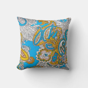 Bold, grungy, islamic, psychedelic, colorful ornam cushion