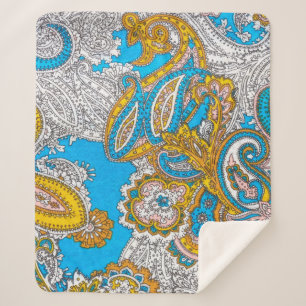 Bold, grungy, islamic, psychedelic, colourful orna sherpa blanket