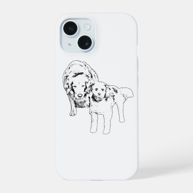 Bold Guard, Playful Pair iPhone 15 Case (Back)