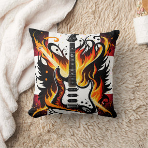 Bold guitar design with vivid colours cushion
