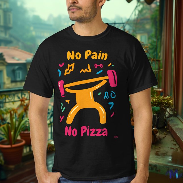 Bold Gym Pop Art Pizza T-Shirt (Creator Uploaded)