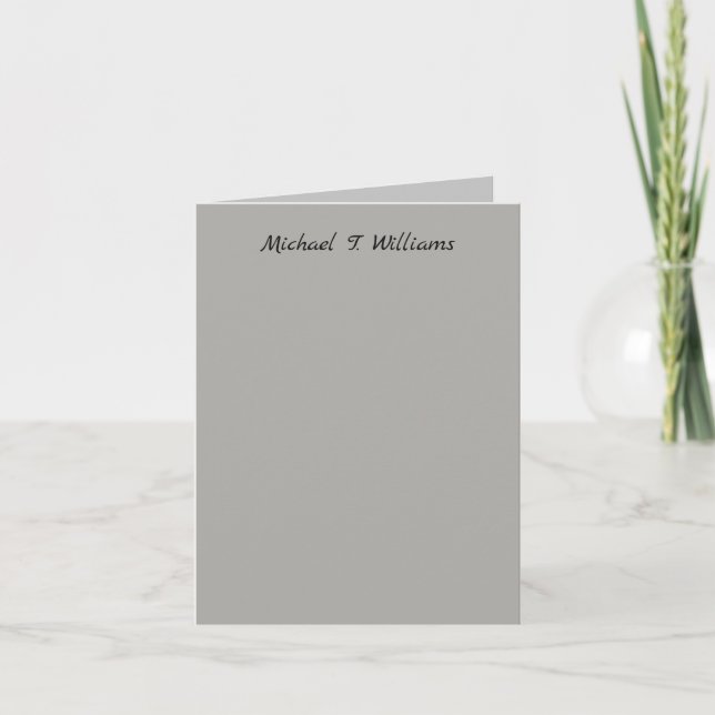 Bold Handwriting Classical Grey Elegant Minimalist Note Card (Front)