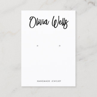 Bold Handwritten Signature Script White Earring Business Card