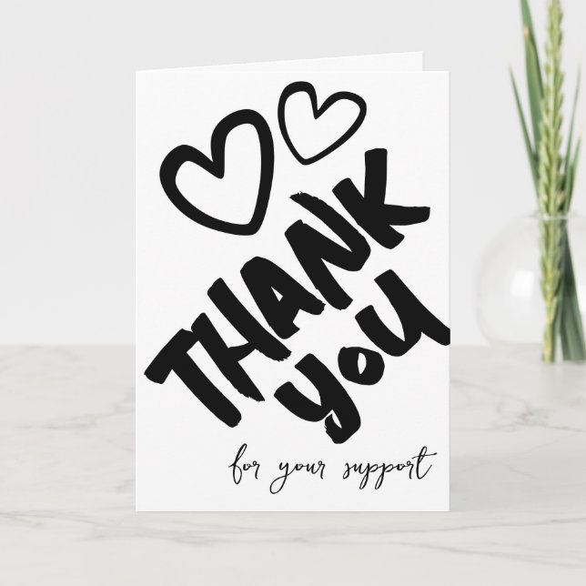 Bold Handwritten with Love Hearts and Custom Text  Thank You Card (Front)