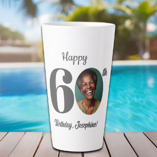 Bold Happy 60th Birthday Photo Latte Mug