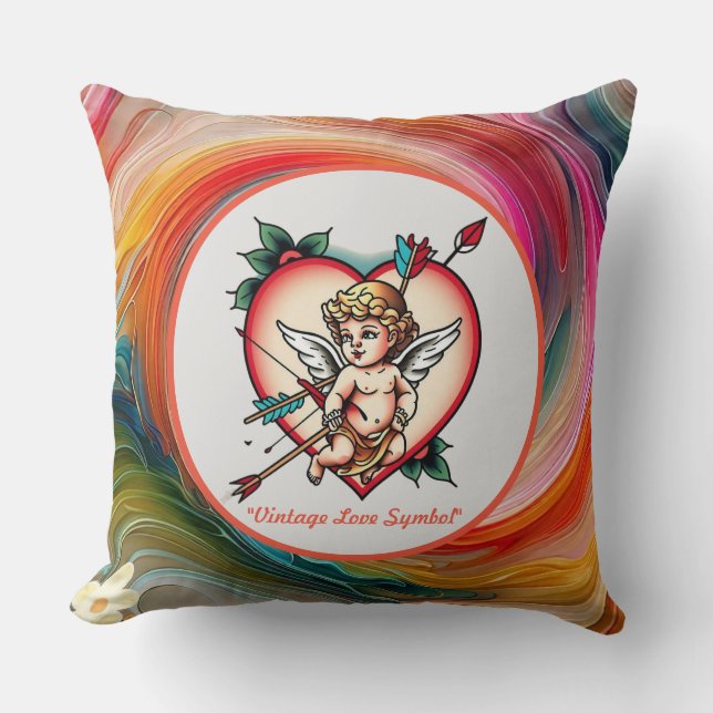 Bold Heart and Cupid Art Cushion (Front)