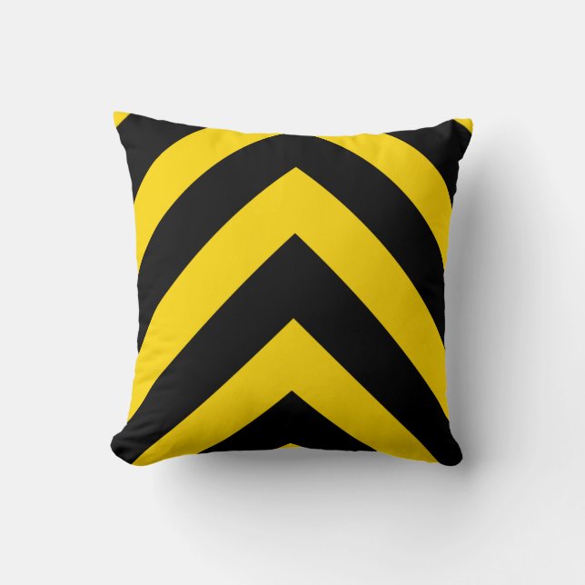 Bold Highway Traffic Bumble Bee Chevrons Cushion (Front)