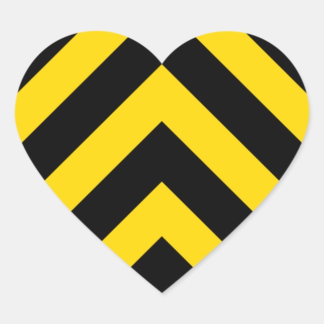 Bold Highway Traffic Bumble Bee Chevrons Heart Sticker (Front)