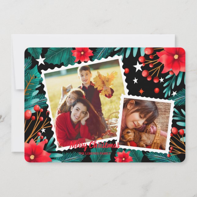 Bold Holiday Background Photo Card (Front)