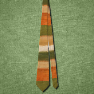 Bold horizontal artsy stripes in autumn mood tie