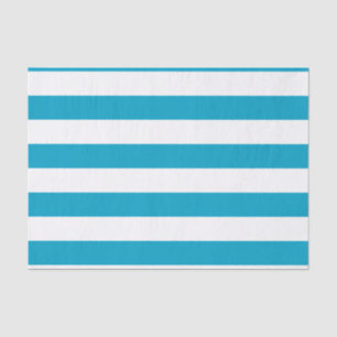 Bold Horizontal Teal and White Stripes Tissue Paper