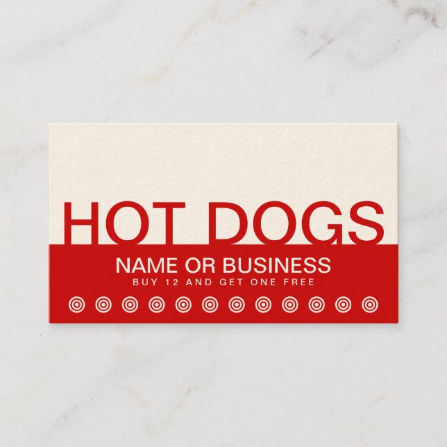 bold HOT DOGS customer loyalty card (Front)
