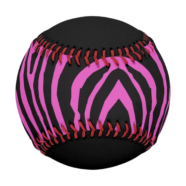 BOLD HOT PINK & BLACK ANIMAL PRINT STRIPE PATTERN BASEBALL (Front)