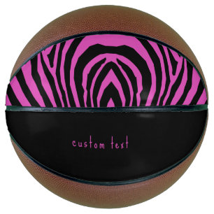 BOLD HOT PINK & BLACK ANIMAL PRINT STRIPE PATTERN BASKETBALL