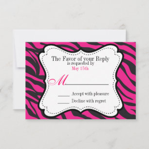 Bold Hot Pink Black Zebra Stripes Wedding Invites