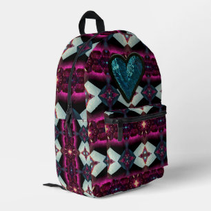 Bold Hot Pink Magenta Abstract Geometric Pattern Printed Backpack