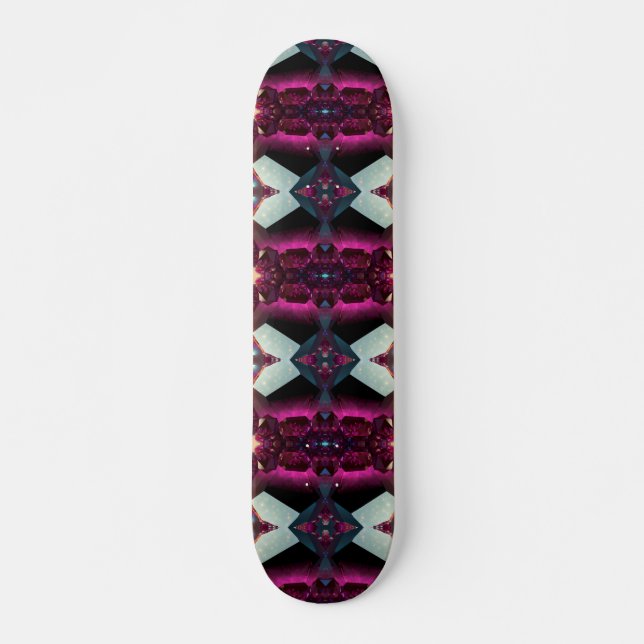 Bold Hot Pink Magenta Abstract Geometric Pattern  Skateboard (Front)