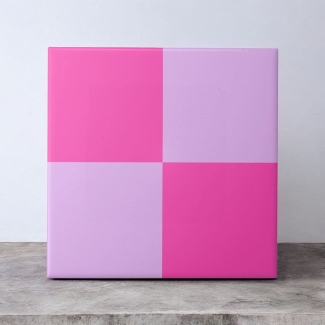 Bold Hot Pink Purple Chequerboard Modern  Ceramic Tile (Creator Uploaded)