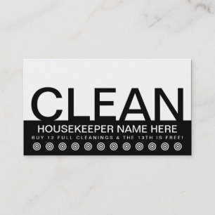 bold HOUSE CLEANING customer loyalty card